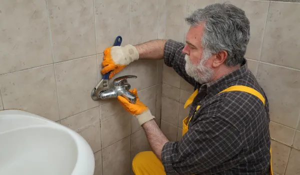 a male plumber technician smiling at the camera from Quality Plumbing Leander in Leander, TX - Faucet Installation a male plumber technician smiling at the camera from Quality Plumbing Leander in Leander, TX - Faucet Installation